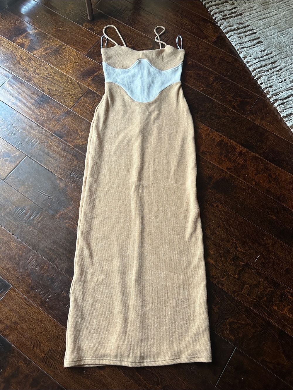 Sabo Skirt Beige Maxi Dress with Cream Bust Detail